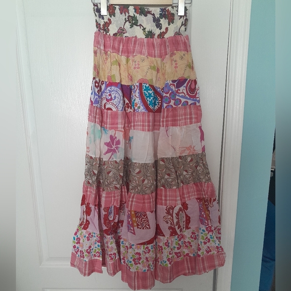 Bohemian Patchwork Maxi Skirt - Multicolor - Picture 3 of 4